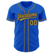 Load image into Gallery viewer, Custom Thunder Blue Old Gold-Black Authentic Baseball Jersey
