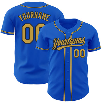 Custom Thunder Blue Old Gold-Black Authentic Baseball Jersey