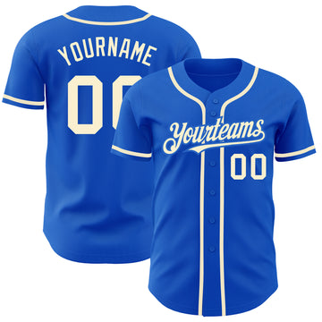 Custom Thunder Blue Cream Authentic Baseball Jersey