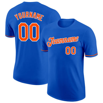 Custom Thunder Blue Orange-White Performance T-Shirt