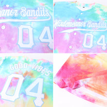 Load image into Gallery viewer, Custom Tie Dye White-Light Blue 3D Rainbow Authentic Baseball Jersey
