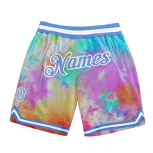 Load image into Gallery viewer, Custom Tie Dye Light Blue-White 3D Authentic Basketball Shorts
