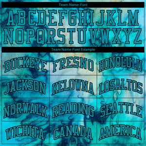 Custom Tie Dye Teal-Black 3D Authentic Baseball Jersey