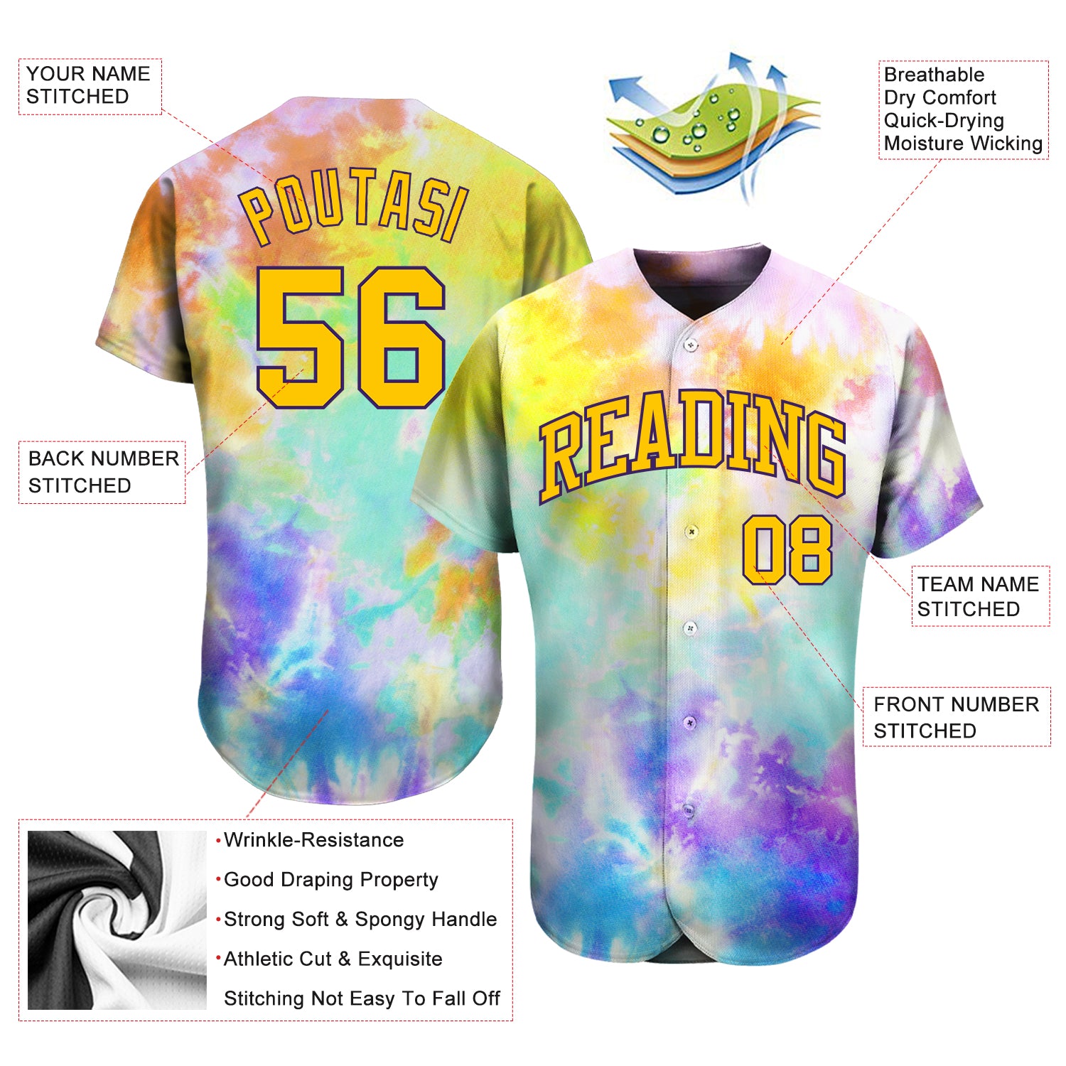 Custom Kelly Green Purple-Yellow Authentic Split Fashion Baseball Jersey