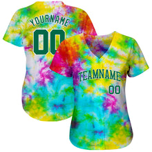 Load image into Gallery viewer, Custom Tie Dye Kelly Green-White 3D Authentic Baseball Jersey
