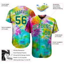 Load image into Gallery viewer, Custom Tie Dye Kelly Green-White 3D Authentic Baseball Jersey
