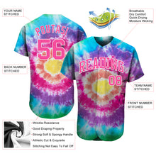 Load image into Gallery viewer, Custom Tie Dye Pink-White 3D Authentic Baseball Jersey
