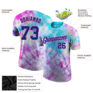 Custom Tie Dye Royal-Pink 3D Performance T-Shirt