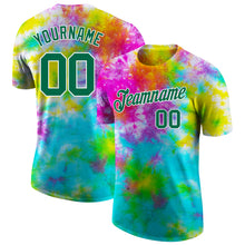 Load image into Gallery viewer, Custom Tie Dye Kelly Green-White 3D Performance T-Shirt
