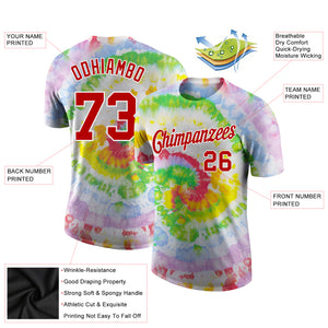 Custom Tie Dye Red-White 3D Performance T-Shirt