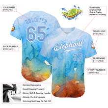 Load image into Gallery viewer, Custom Tie Dye Light Blue-White 3D Authentic Baseball Jersey
