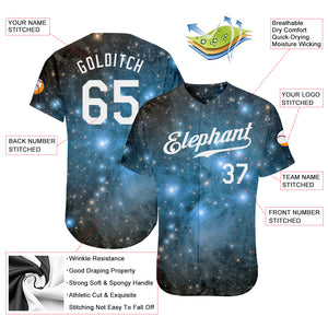 Custom Tie Dye White-Black 3D Authentic Baseball Jersey