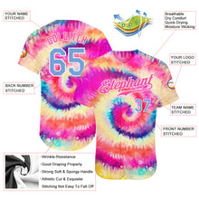 Load image into Gallery viewer, Custom Tie Dye Light Blue-White 3D Rainbow Authentic Baseball Jersey
