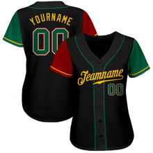 Load image into Gallery viewer, Custom Black Kelly Green-Gold Authentic Two Tone Baseball Jersey
