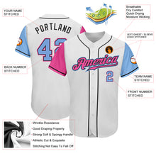 Load image into Gallery viewer, Custom White Light Blue Pink-Black Authentic Two Tone Baseball Jersey
