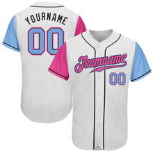 Load image into Gallery viewer, Custom White Light Blue Pink-Black Authentic Two Tone Baseball Jersey
