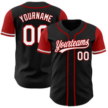 Load image into Gallery viewer, Custom Black White-Red Authentic Two Tone Baseball Jersey
