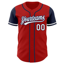 Load image into Gallery viewer, Custom Red White-Navy Authentic Two Tone Baseball Jersey
