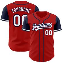 Load image into Gallery viewer, Custom Red White-Navy Authentic Two Tone Baseball Jersey
