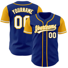 Load image into Gallery viewer, Custom Royal White-Gold Authentic Two Tone Baseball Jersey
