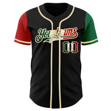 Load image into Gallery viewer, Custom Black Vintage Mexican Flag Kelly Green Red-City Cream Authentic Two Tone Baseball Jersey
