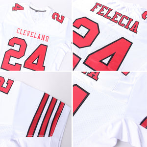 Custom White Red-Black Mesh Authentic Football Jersey