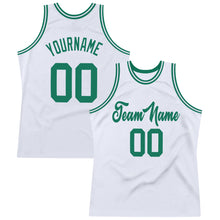 Load image into Gallery viewer, Custom White Kelly Green Authentic Throwback Basketball Jersey
