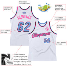 Load image into Gallery viewer, Custom White Light Blue-Pink Authentic Throwback Basketball Jersey
