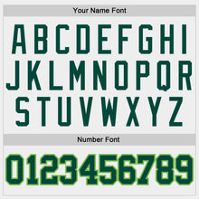 Load image into Gallery viewer, Custom White Hunter Green-Neon Green Authentic Throwback Basketball Jersey
