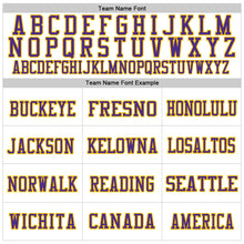 Load image into Gallery viewer, Custom White Purple-Gold Mesh Authentic Throwback Football Jersey
