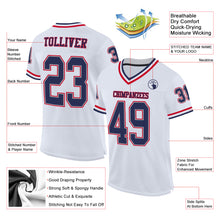 Load image into Gallery viewer, Custom White Navy-Red Mesh Authentic Throwback Football Jersey
