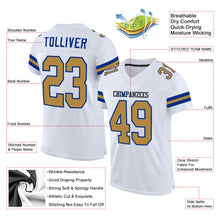 Load image into Gallery viewer, Custom White Old Gold-Royal Mesh Authentic Football Jersey
