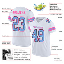 Load image into Gallery viewer, Custom White Light Blue-Pink Mesh Authentic Football Jersey
