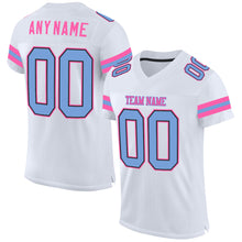 Load image into Gallery viewer, Custom White Light Blue-Pink Mesh Authentic Football Jersey
