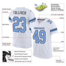 Load image into Gallery viewer, Custom White Light Blue-Steel Gray Mesh Authentic Football Jersey
