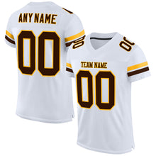 Load image into Gallery viewer, Custom White Brown-Gold Mesh Authentic Football Jersey
