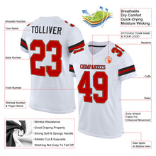 Load image into Gallery viewer, Custom White Red-Black Mesh Authentic Football Jersey
