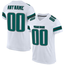 Load image into Gallery viewer, Custom White Midnight Green-Black Mesh Authentic Football Jersey

