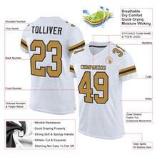 Load image into Gallery viewer, Custom White Old Gold-Black Mesh Authentic Football Jersey
