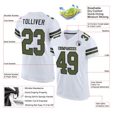 Load image into Gallery viewer, Custom White Olive-Black Mesh Authentic Football Jersey
