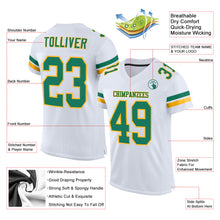 Load image into Gallery viewer, Custom White Kelly Green-Gold Mesh Authentic Football Jersey
