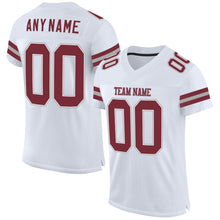Load image into Gallery viewer, Custom White Burgundy-Gray Mesh Authentic Football Jersey
