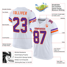 Load image into Gallery viewer, Custom White Purple-Orange Mesh Authentic Football Jersey
