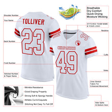 Load image into Gallery viewer, Custom White White-Red Mesh Authentic Football Jersey

