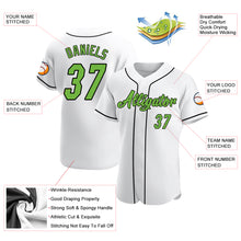 Load image into Gallery viewer, Custom White Neon Green-Black Authentic Baseball Jersey
