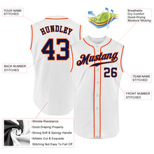 Load image into Gallery viewer, Custom White Navy-Orange Authentic Sleeveless Baseball Jersey
