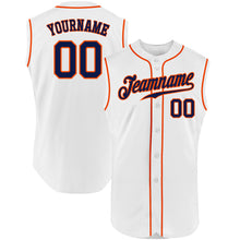 Load image into Gallery viewer, Custom White Navy-Orange Authentic Sleeveless Baseball Jersey
