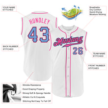 Load image into Gallery viewer, Custom White Light Blue-Pink Authentic Sleeveless Baseball Jersey
