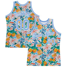 Load image into Gallery viewer, Custom White Light Blue-White 3D Pattern Design Oranges Authentic Basketball Jersey

