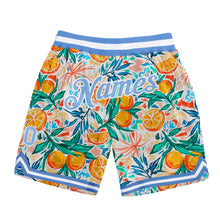 Load image into Gallery viewer, Custom White Light Blue-White 3D Pattern Design Oranges Authentic Basketball Shorts
